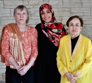 Nobel Peace Prize laureates Jody Williams, Tawakkol Karman and Shirin Ebadi in Amman, Jordan