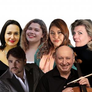 cellist Misha Quint, violinist Lenora Marya-Anop, pianist Alessandro Mazzamuto, soprano Ninfa Azucena Garcia Yanez and mezzo-soprano Brianna Davies, Alla Milchtein on piano