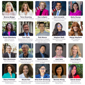 20 headshots, names, and titles of various elected officials and local nonprofits that will be speaking at the presser and rally