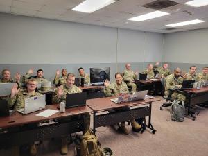 a group of military students at Dyess Air Force Base about to take their LSSGB exam