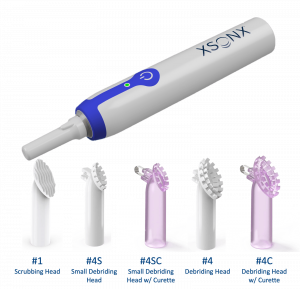 The XSONX® Wound Hygiene System is a cordless, hand-held device with micro-vibrational technology