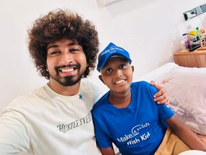 Wish child Rasindu experiences his wish to meet singer Amisha Minol