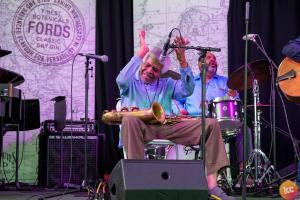 Veteran sax player performed with drummer son George Coleman Jr. at the 2024 Jersey City Jazz Festival