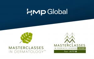 Three logos - HMP Global, Masterclasses in Dermatology, and APP+