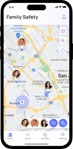 OtoZen, a leading app for driver safety and location awareness, is expanding its services to the United Kingdom, Canada, Australia, and India Mobile app interface displaying OtoZen’s Family Safety map view with live location pins for multiple family members in San Jose, CA, including options for zooming and settings navigation.