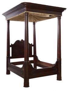 This spectacular mid-19th century American late classical mahogany tester bed, possibly retailed by Prudent Mallard (active 1838-1874), has a pre-sale estimate of $1,500-$2,500.