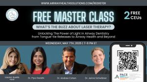 Airway Health Solutions (AHS), a leader in airway-focused dental education, has joined forces with LightScalpel and the American Laser Study Club, to create a collaborative educational pathway that integrates lasers and airway health AHS Master Class: “What’s the Buzz About Laser Therapy? Unlocking the Power of Light in Airway Dentistry” From tongue-tie releases to #AirwayHealth and beyond.