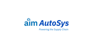 This logo contains AIM in lower case with a power button dotting the I followed by the word AutoSys. Below that is the tagline "Powering the Supply Chain".