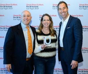 Mike Maiorino and Sandi Mundt of Ascend Receive Award from Paul Wolcott of Great Place To Work
