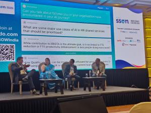 Ankur Dhingra, CEO, ProHance (extreme left) at the Fireside Chat titled "AI Adoption and Workforce Analytics in Shared Services.
