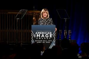 Katherine Gold, CEO of GoldBug accepts her Trailblazer Award at the 2025 American Image Awards