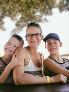 Christina Henson with her sons enjoying a "school day".