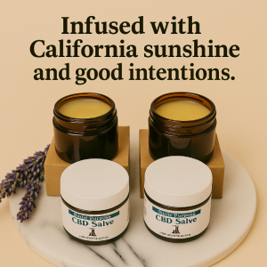 A poster of the Sisters' products exclaiming made with california sunshine and good intentions