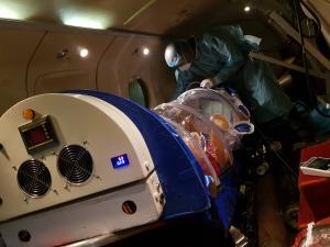 Paramedic in flight