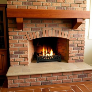 An example of a wood burning Fireplace for a WETT Inspection a masonry fireplace with a masonry chimney