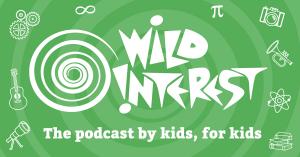 Wild Interest podcast logo orbited by icons of music, science and learning