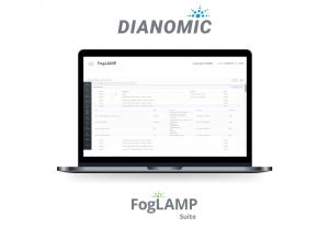 Macbook Pro showing Dianomic's FogLAMP Suite 3.0 Software Platform with the Dianomic logo and FogLAMP Suite logo
