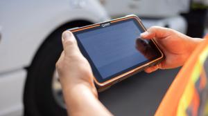 Truck driver with ISAAC tablet