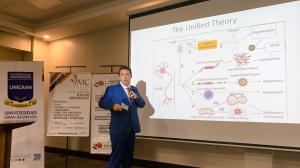 Davis Joseph during the plenary presentation about his second groundbreaking discovery of a common master switch to cure Alzheimer's, Parkinson's, and other brain-related diseases at the International Congress of Sustainable Innovations in Medicine 2025