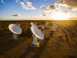 Image of ASKAP antennas at sunrise