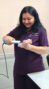 Dr. Ushma Kakkad Demonstrating the AI Lumina Machine at Summirow Dental Hospital