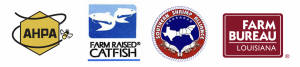 Logos for the American Honey Producers Association, Catfish Farmers of America, Louisiana Farm Bureau Crawfish Committee, and Southern Shrimp Alliance