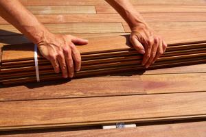 Stacks of Ipe wood boards