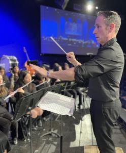 John Alonso directing at Newton's Grove School