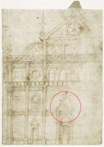 Drawing of the facade of basilica San Petronio in Bologna (Rothschild Album I, p.12, Paris, Musée de Louvre, Départment des arts graphiques)