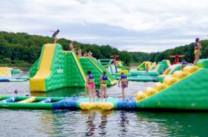 The towering Mountain Aqua Park obstacle with 5 slides