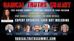 Banner with Featured Speakers at the Radical Truth Summit and Registration Information pictured