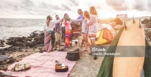 Happy people on the beach
