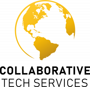 Collaborative Tech Services logo with yellow globe of the Earth.