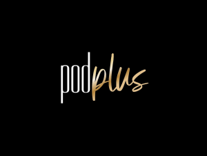 PodPlus logo in black and gold