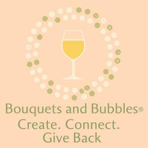 Bouquets and Bubbles Connect. Create. Give Back logo