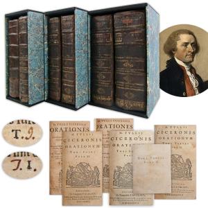 Thomas Jefferson’s personally owned and signed copy of Cicero’s Ciceronis Oratione (“Orations”), in a six-volume set, acquired at auction directly from his personal library in 1829. Estimate: $150,000-$200,000