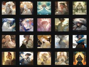 Freeform Diffusion creating prompt-free stylized anime portraits at scale based on a collection of aesthetic character references