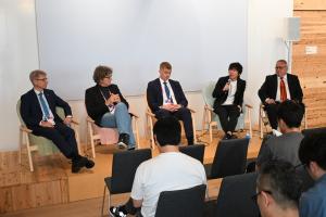 Panel discussion with Roy Ericsson, Gunnar Liestøl, Antti Pinomaa, Sorato Ijichi, and Ari-Veli Starcke.