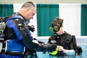 Attendees of the Scuba Show can try diving in the 15,000 gallon pool with expert instructors