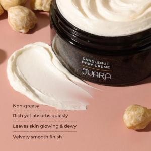 JUARA’s Candlenut Body Creme is an award-winning and best-selling product that nourishes and heals dry skin with ease.