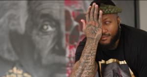 Justin Wadlington and his Einstein painting