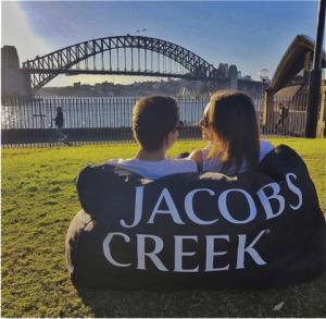 Jacobs Creek wines branded bean bag on Sydney Harbour