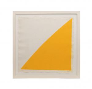 Pressed paper pulp in colors painting by Ellsworth Kelly (American, 1923-2015), titled Colored Paper Image XVI (Yellow Curve), rendered in 1976, signed and numbered. Estimate: $20,000-$30,000