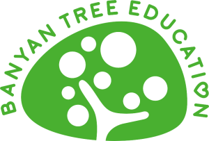 Green logo of Banyan Tree Education depicting a stylized banyan tree with roots and branches, representing holistic learning and development.