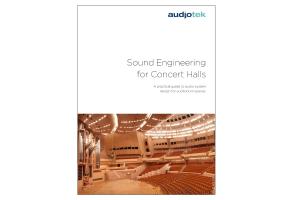 Sound Engineering for Concert Halls - a practical guide to audio design for auditoria. Cover Image with picture of large modern concert hall space.