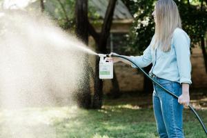 A photo of Wondercide Yard Spray which is powered by steam-distilled, natural essential oils which are safe for people, pets and pollinators when used as directed. More plant-powered favorites include Wondercide sprays for pets and families, plus Flea &