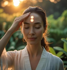 eft light on forehead woman