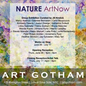 Shangri La painting is the background for an invitation to a gallery opening on June 26