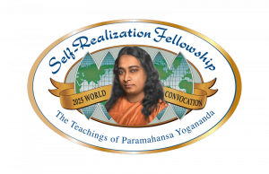 Self-Realization Fellowship 2025 World Convocation logo, including an image of Paramahansa Yogananda