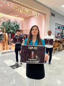 Demonstration in front of Farm Rio Store